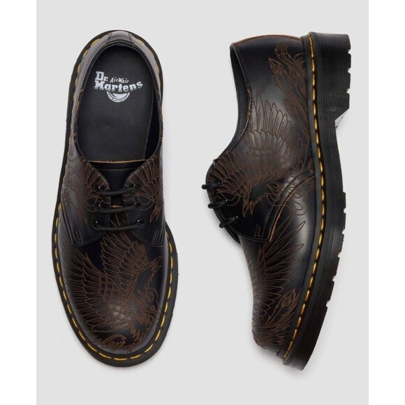 New Dr Martens 1461 Phoenix Vintage Smooth Leather Shoes Black Brown Women Sz  7